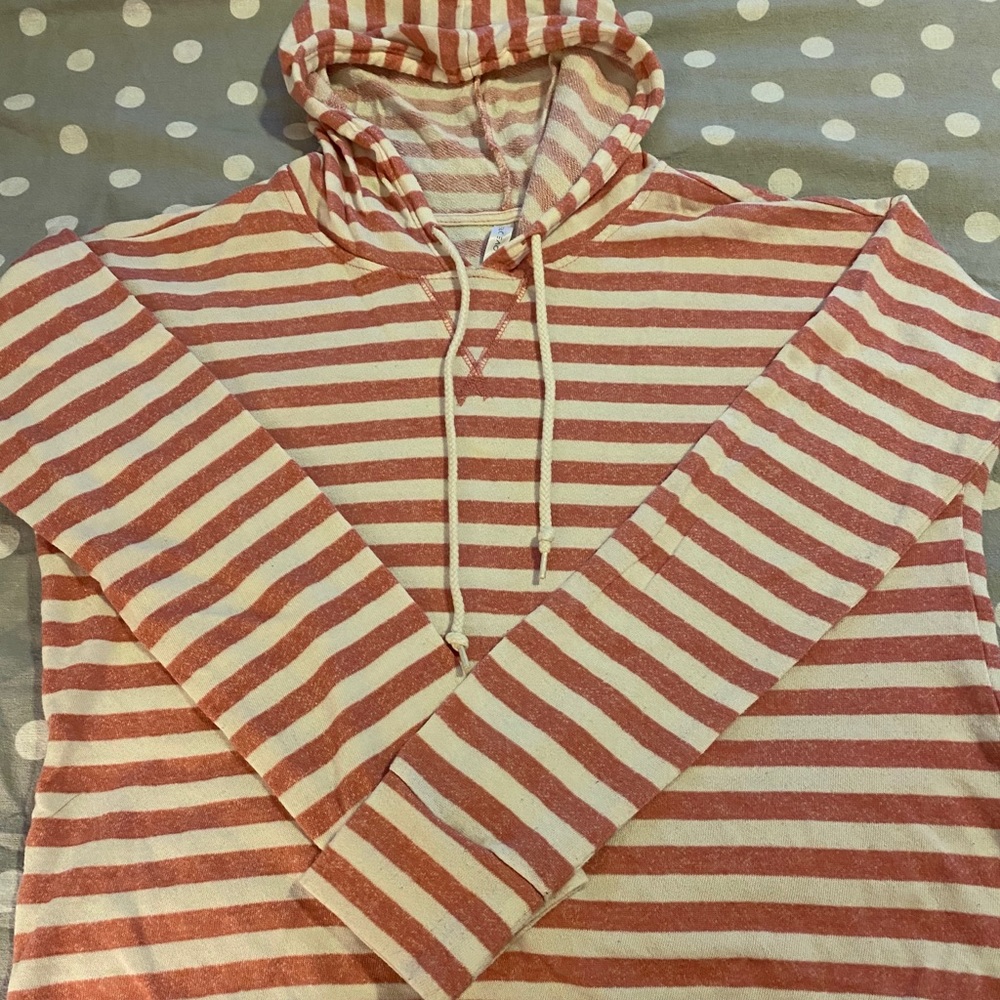 Girls pink and white striped hoodie